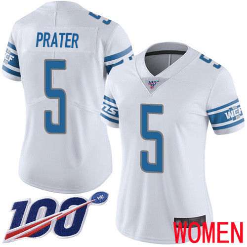 Detroit Lions Limited White Women Matt Prater Road Jersey NFL Football 5 100th Season Vapor Untouchable